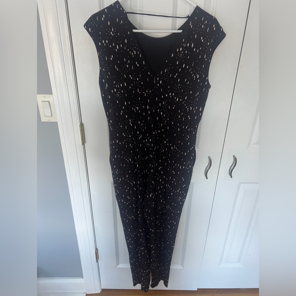 Reiss Black and White Speckled Maxi jumpsuit